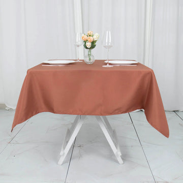 Terracotta (Rust) Seamless Premium Polyester Square Tablecloth 220GSM 54"x54"