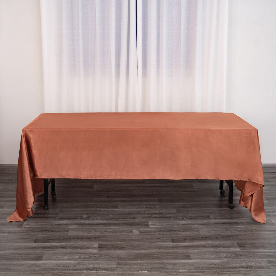 Terracotta Satin Rectangular Tablecloth 60 Inch By 126 Inch