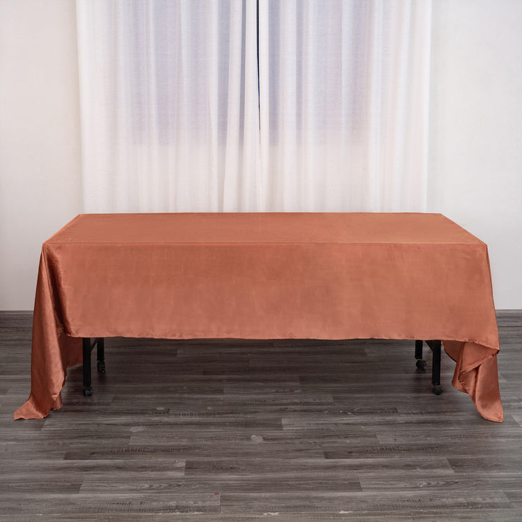 Terracotta (Rust) Seamless Satin Rectangular Tablecloth - 60x126inch