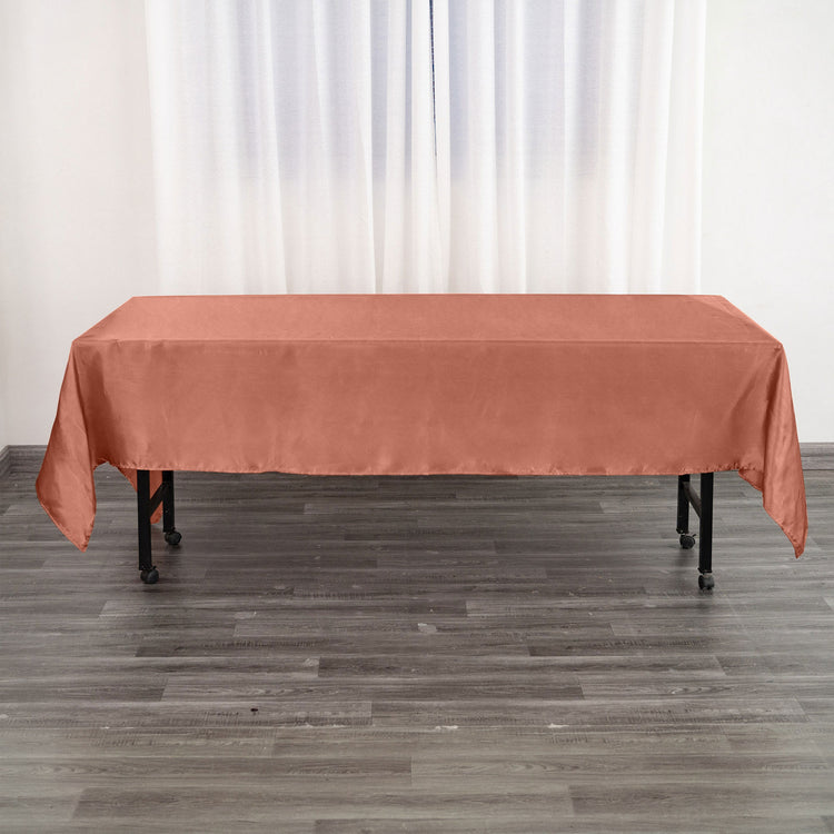Terracotta Satin Rectangular Tablecloth 60 Inch By 102 Inch