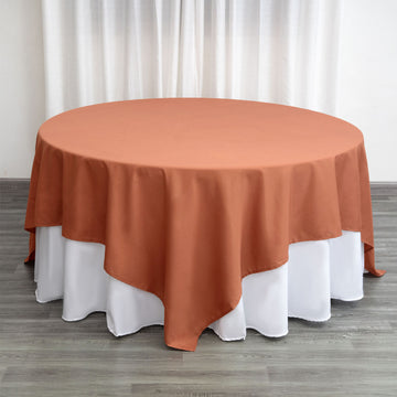 Terracotta (Rust) Seamless Square Polyester Table Overlay 90"x90"