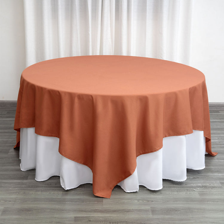 Terracotta (Rust)  Seamless Square Polyester Table Overlay - 90inch