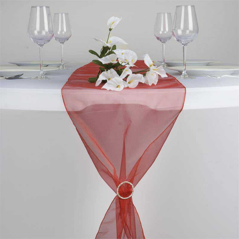 14 Inch x 108 Inch Organza Terracotta Table Top Runner#whtbkgd