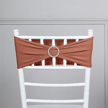 Terracotta Spandex Chair Sashes With Silver Diamond Ring Slides In 5 Inch X 14 Inch Size