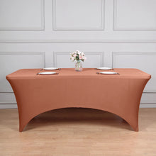 6 Feet Terracotta Spandex Stretch Fitted Rectangular Tablecloth