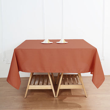 Terracotta (Rust) Square Seamless Polyester Tablecloth for Elegant Event Décor