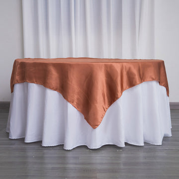 Terracotta (Rust) Square Smooth Satin Table Overlay 60"x60"