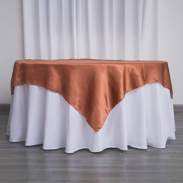 Terracotta (Rust) Square Smooth Satin Table Overlay 60inchx60inch