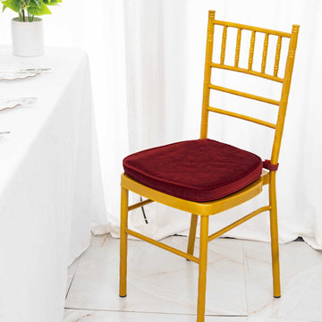 Upgrade Your Event Decor with the Burgundy Velvet Chiavari Chair Pad