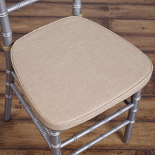 2inch Thick Natural Burlap Chiavari Chair Pad, Soft Cushion With Ties and Removable Cover