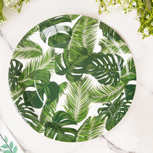 9 Inch Tropical Palm Leaf Mix Disposable Dessert Salad Paper Plates 25 Pack 300 GSM