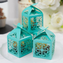 Turquoise Butterfly Candy Boxes With Laser Cut Design