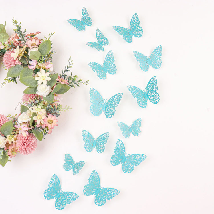3D Turquoise Butterfly Wall Decals Mural Cake Stickers