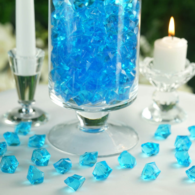 300 Pack | Turquoise Large Acrylic Ice Bead Vase Fillers, DIY Craft Crystals