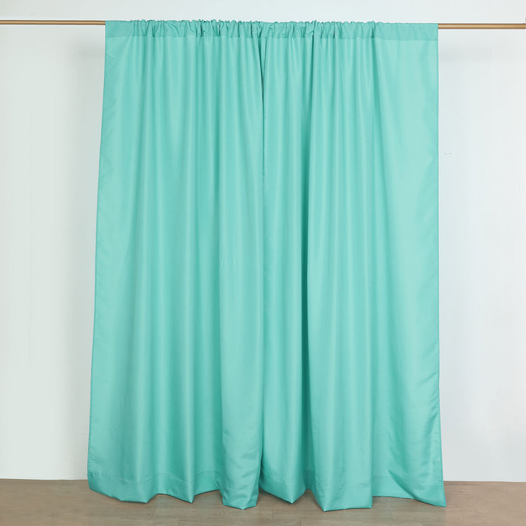 2 Pack Turquoise Polyester Divider Backdrop Curtains With Rod Pockets, Event Drapery Panels 130GSM