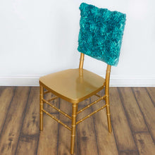 Chiavari 16 Inch Turquoise Satin Rosette Chair Caps Back Covers