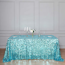 Turquoise Big Payette Sequin Rectangle Tablecloth 90 Inch x 132 Inch 