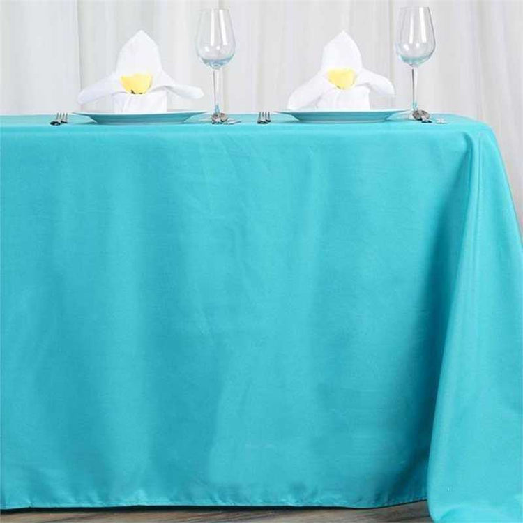 Turquoise Polyester Rectangle Tablecloth 72 Inch x 120 Inch