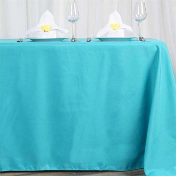 Turquoise Seamless Polyester Rectangle Tablecloth: Add Elegance to Your Events