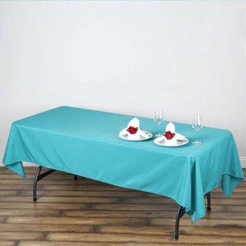 Turquoise Seamless Polyester Rectangular Tablecloth 60"x102"