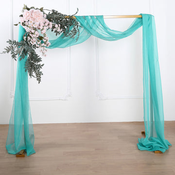 18ft Turquoise Sheer Organza Wedding Arch Drapery Fabric, Window Scarf Valance