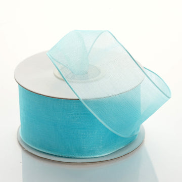 Turquoise Sheer Organza Wired Edge Ribbon 10 Yards 1.5"