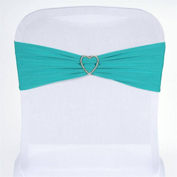 5 Pack Turquoise Spandex Stretch Chair Sashes Bands Heavy Duty with Two Ply Spandex - 5"x12"