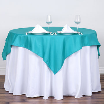Turquoise Square Seamless Polyester Table Overlay 54"x54"
