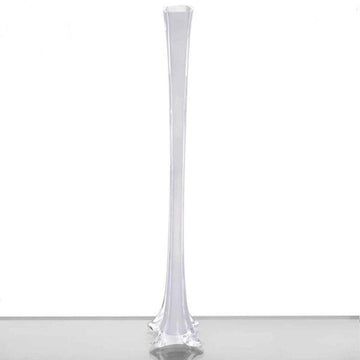 6 Pack White Eiffel Tower Glass Flower Vase 24"