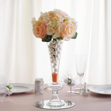 Elegant Clear Reversible Crystal Ball Trumpet Glass Vases - Set of 4