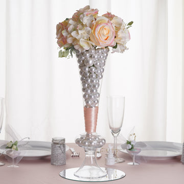Clear Reversible Crystal Ball Trumpet Glass Vase - Add Elegance to Your Event Decor