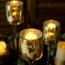 Long Stem Mercury Glass Candle Holder In Gold Set of 3