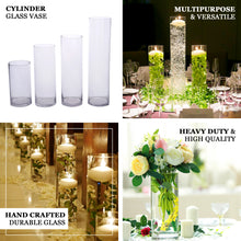12 Inch Clear Tall Cylinder Flower Glass Vase Round Heavy Duty