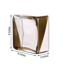 Pack of 2 Gold Dipped Square Glass Vases Votive Candle Holders 6 Inch