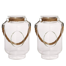 Hanging Clear Glass Vase with Twine Rope Handle 16 Inch 2 Pack 