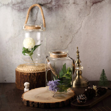 Practical and Thoughtful Event Decor - Clear Glass Vase Jar with Twine Rope Handle