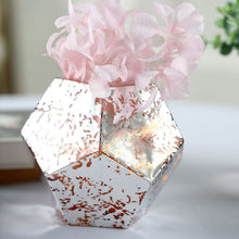 5 Inch Silver & Rose Gold Pentagon Geometric Vases Mercury Glass Candle Holders 2 Pack