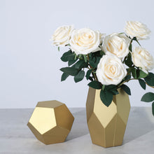 5 Inch x 8 Inch Set of 2 Matte Gold Modern Geometric Pentagon Glass Flower Vases Table Centerpiece