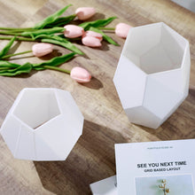 5 Inch x 8 Inch Set of 2 Matte White Modern Geometric Pentagon Glass Flower Vases Table Centerpiece