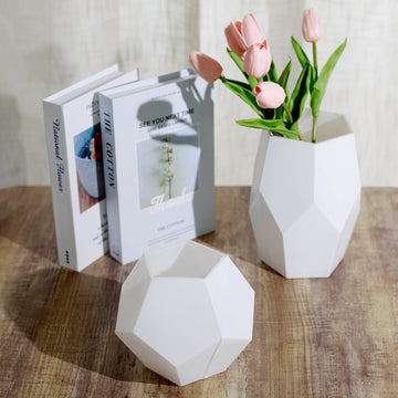 Create Unforgettable Wedding Decor with Matte White Geometric Vases