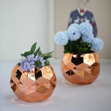 Elegant Rose Gold Mercury Glass Vases