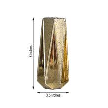 Pack of 2 Gold Mercury Glass Vases Geometric Flower Centerpieces 8 Inch