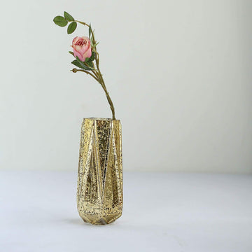Elegant Gold Geometric Mercury Glass Vase for Stunning Flower Centerpieces