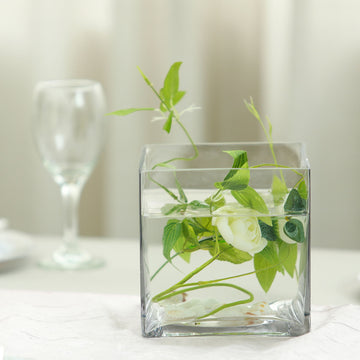 Clear Premium Heavy Duty Flower Glass Vases 6 Pack