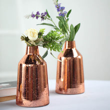 9 Inch Rose Gold Geometric Vases Mercury Glass Flower Centerpieces 2 Pack