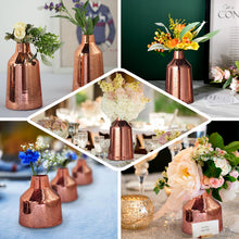 Rose Gold Mercury Glass Vessel Shaped Geometric Vases 8 Inch 2 Pack 