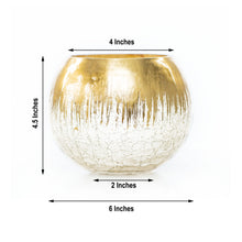 4.5 Inch Flower Bubble Gold Foiled Crackle Glass Vase