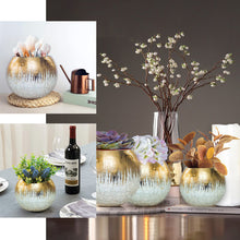 6 Inch Gold Glass Crackle Foiled Flower Bubble Vase