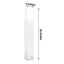Clear Square Flower Vase 32 Inch Heavy Duty Glass 2 Pack