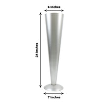 Tall Metal Brushed Silver Trumpet Flower Vase Wedding Centerpiece 24 Inch 
